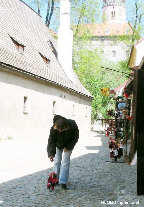 Postcard Cesky Krumlov - Souvenir Shops - Porcelain Puppet