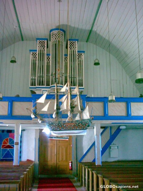 Postcard Kökar Church interior