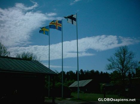 Postcard The three flags
