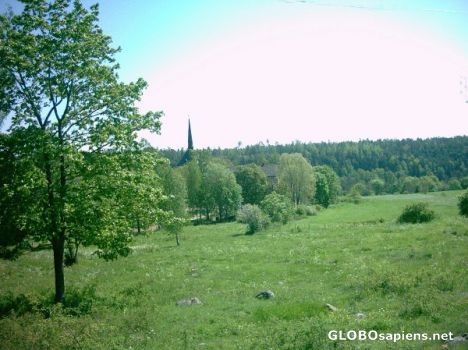Postcard Sund Church tower