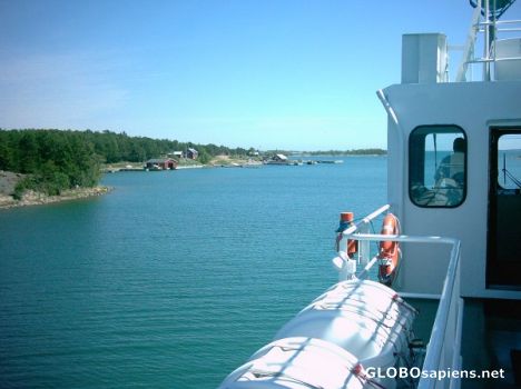 Postcard Sottunga from ferry - approaching