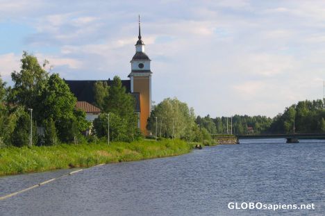 Postcard Church by the river