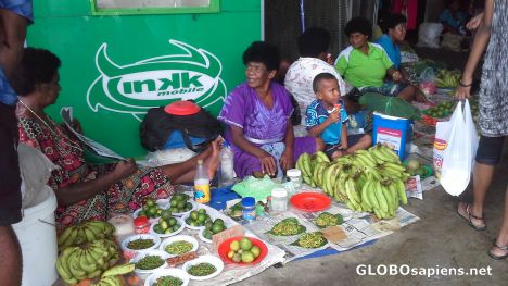 Postcard Nadi Market scene