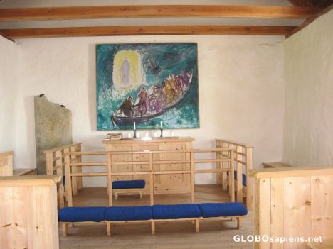 Postcard Church interior, St Olav's, Kirkjubøur