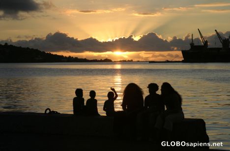 Postcard Shadowdreaming in the setting sun (harbor)