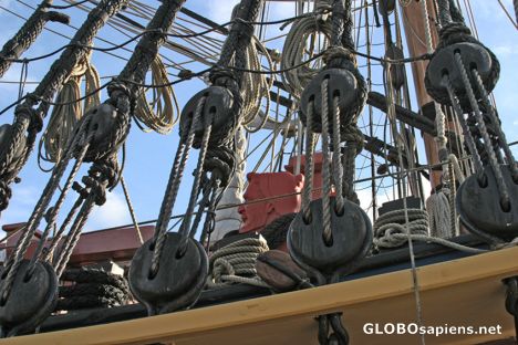 Postcard James Cook's Endeavour replica at Papeete