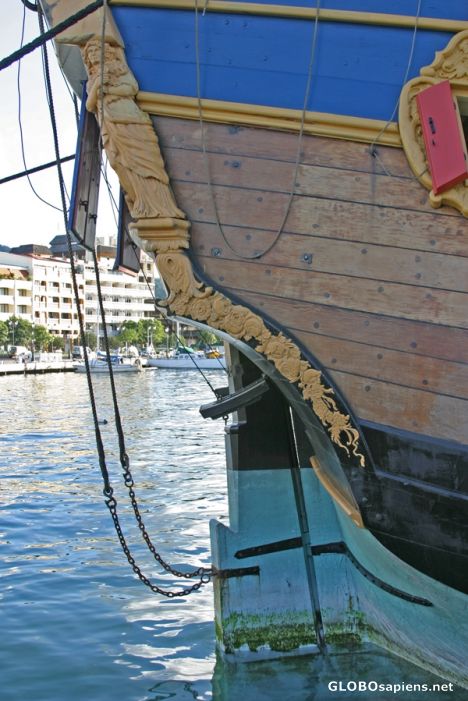 Postcard James Cook's Endeavour replica at Papeete