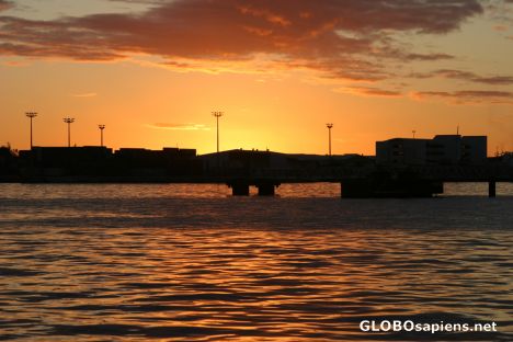Postcard Papeete Harbor: sunset red colors