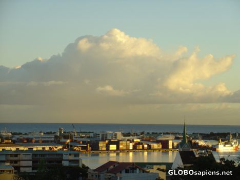 Postcard Papeete - Sunrise on harbour