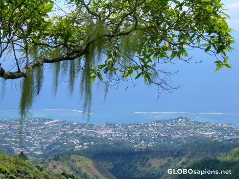 Postcard Papeete in the view from Aorai