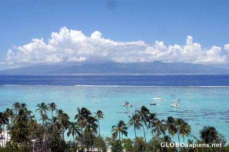 Postcard Tahiti in the view from Toatea