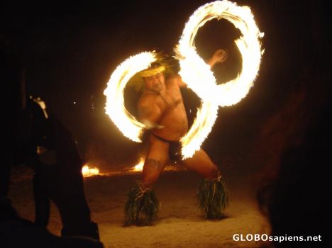 Postcard Bora Bora Fire Juggler