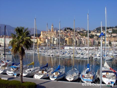 Postcard Menton - The harbour and Le Vieux Menton