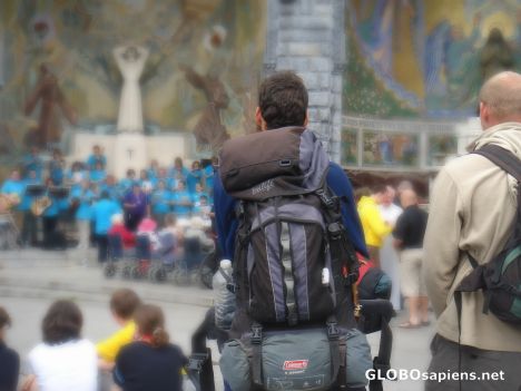 Postcard Lourdes pilgrims