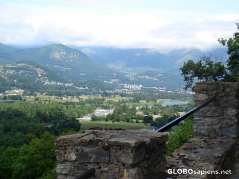 Postcard Donjon des Aigles, view down to the valley
