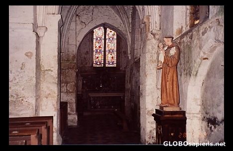 Postcard Inside old church.