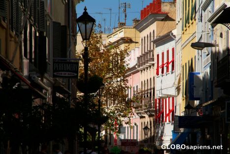 Postcard Gibraltar - colourful main drag