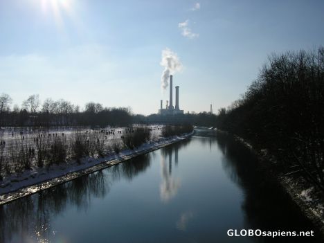 Postcard Winterige Isar - Flußaufwerts
