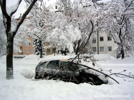 Postcard Snow chaos in Munich