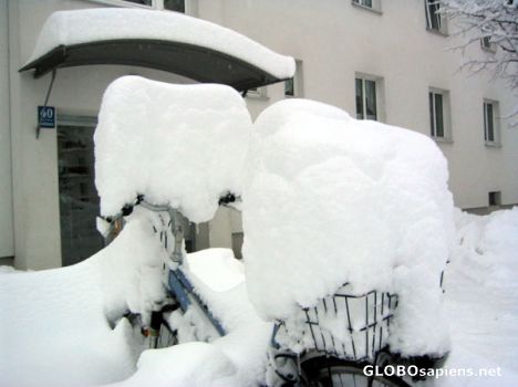 Postcard Loads of snow on your bike!
