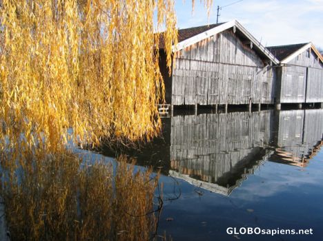 Boatshouses on lake Staffelsee