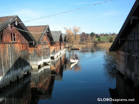 Postcard Boatshouses on lake Staffelsee