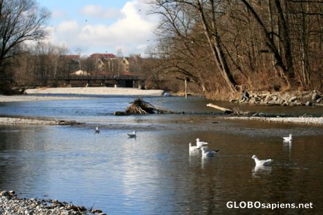Postcard Flaucher bridge to Talkirchen
