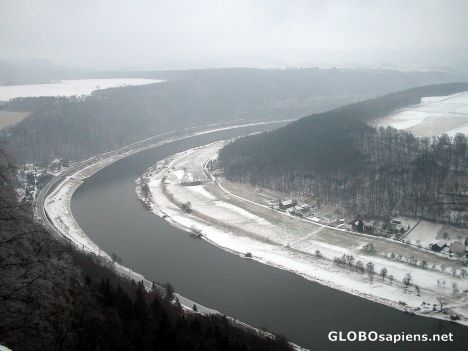 Postcard The calm Elbe during winter