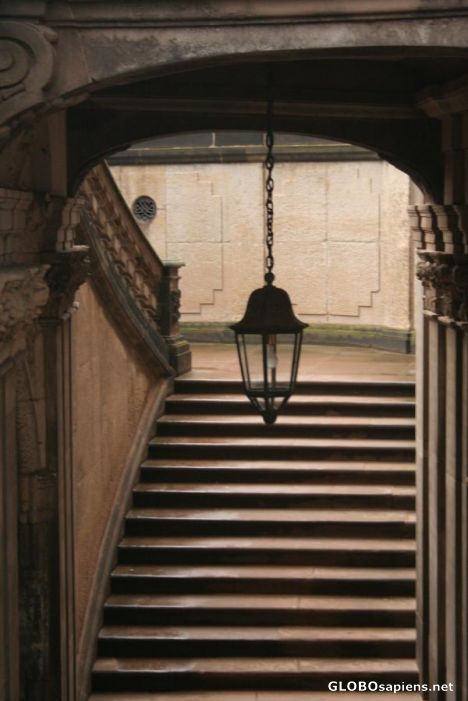 Postcard Framed stairs with the lantern