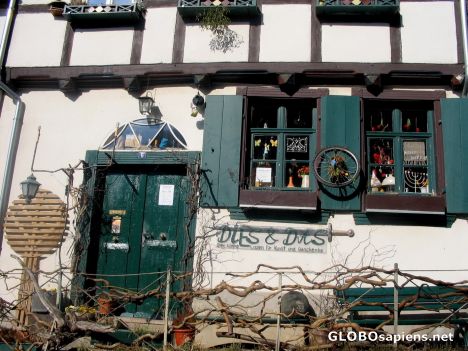 Postcard Authentic giftstore typical for Quedlinburg