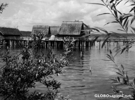 Postcard Museum village (b/w)