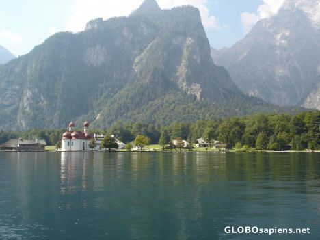 Postcard St. Bartholomew's at the Koenigsee