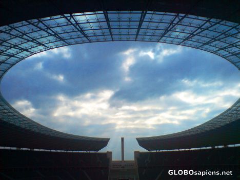 Postcard Thy Olympic Stadium of 1936 in the evening