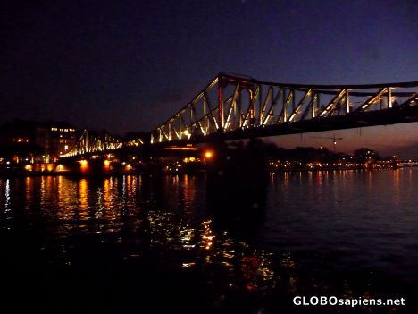 Postcard Eiserner Steg at night