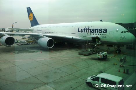 Postcard Our plane from Frankfurt to New York City