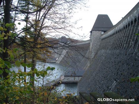 Postcard dam near the city