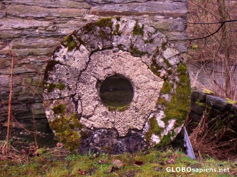 Postcard Mill stone gathering moss