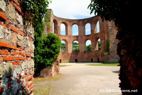 Postcard Trier - Roman Baths on approach