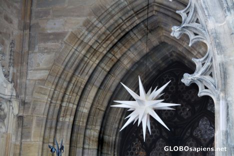 Postcard xmas star at St. Marien cathetral