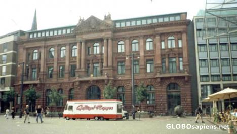 Postcard Bank at the marktplatz, Bremen, Germany