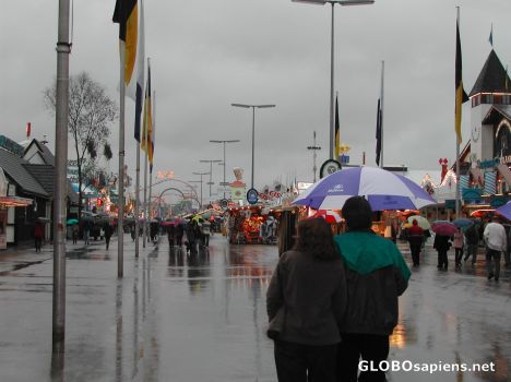 Postcard Rainy entrance to Octoberfest