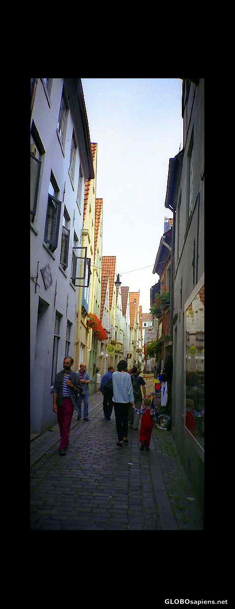 Postcard Narrow cobblestone streets
