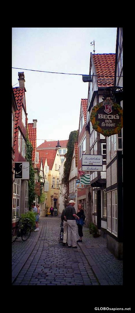 Postcard Narrow cobblestone streets