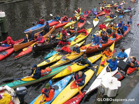 Postcard Hamburg - Canoes on the Alster -