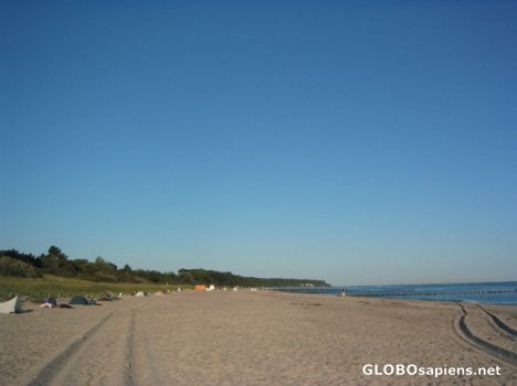 Postcard Warnemunde beach. Wild camping.