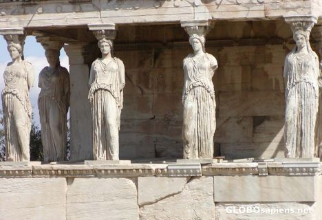 Postcard Cariatides on Erehteon-Acropolis