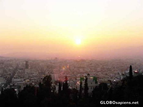 Postcard Athens at sunset
