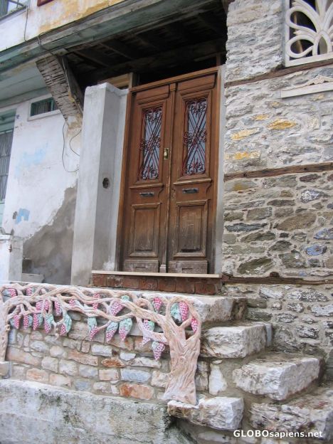 Postcard Old house door