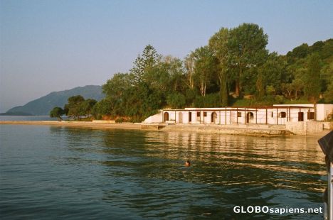 Postcard Jackie Onassis private beach hut
