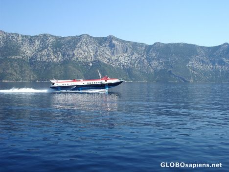 Postcard A boat somewhere on the Aegean Sea